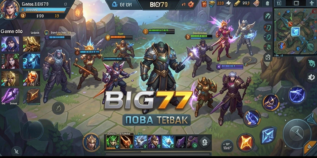Tampilan gameplay <strong>BIG77</strong> yang menampilkan pertarungan tim epik dalam arena.