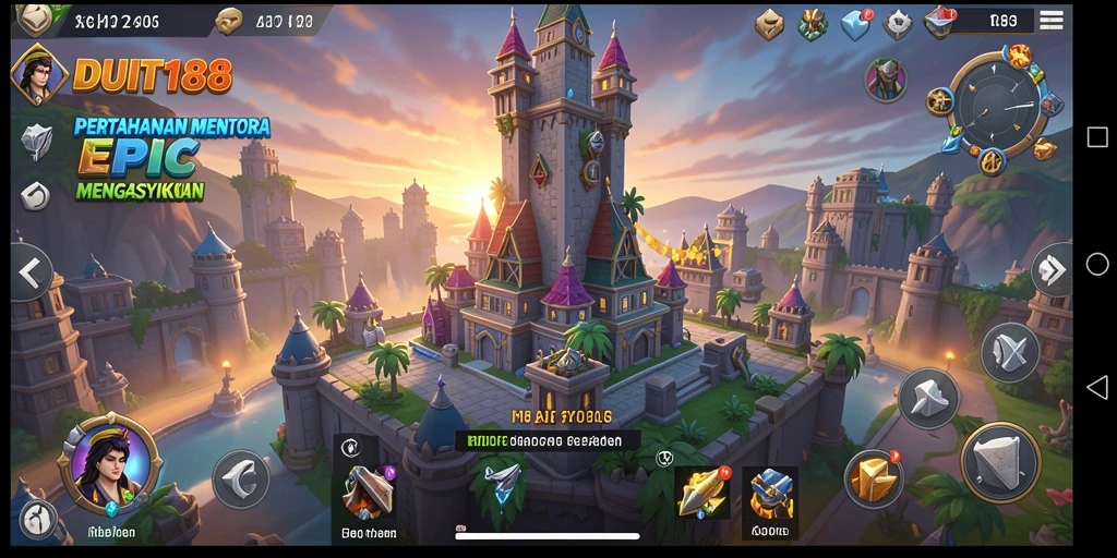 Tangkapan layar gameplay DUIT188 yang menunjukkan strategi Tower Defense.