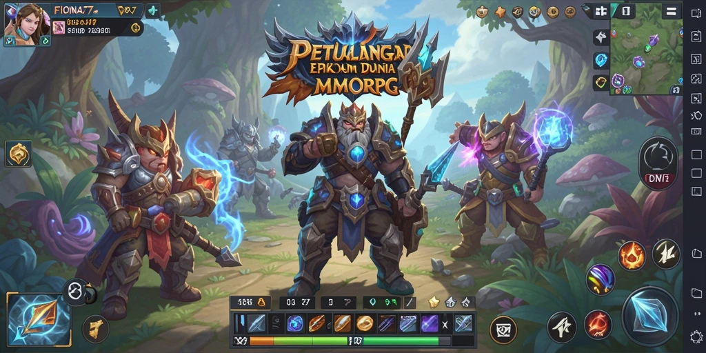 Tampilan gameplay epik dalam dunia fantasi FIONA77.
