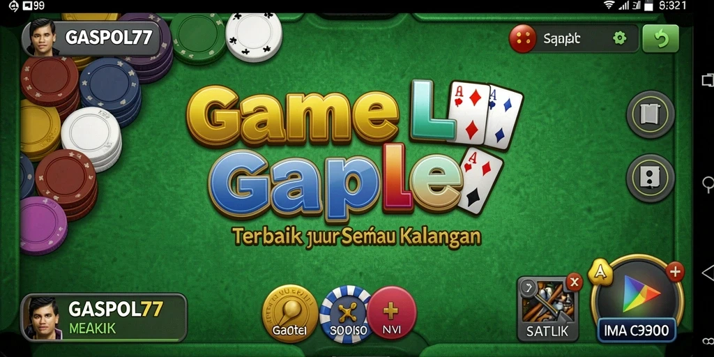 Screenshot gameplay GASPOL77 menampilkan suasana bermain Gaple yang seru.