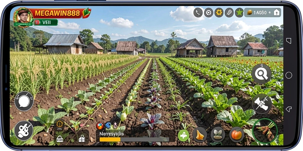 Gameplay MEGAWIN888 menampilkan aktivitas bertani yang menyenangkan dan mengasyikkan.