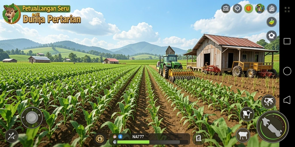 Screenshot gameplay NA777 menunjukkan aktivitas bertani yang menyenangkan.