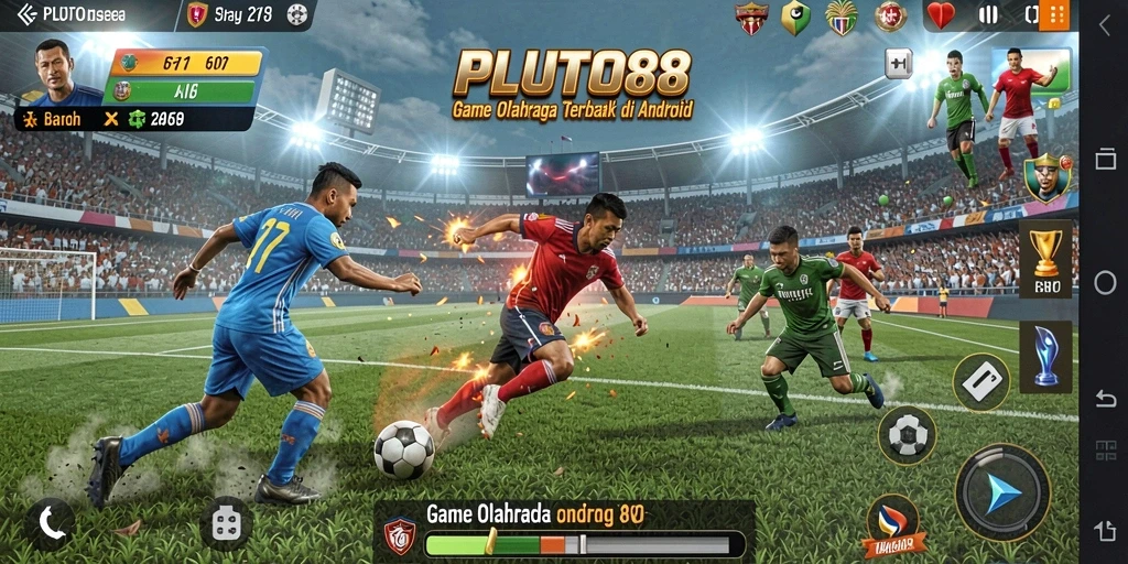 Tampilan gameplay menegangkan dalam PLUTO88 menampilkan pertandingan olahraga langsung.