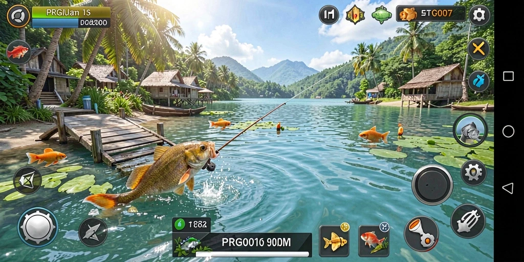 Tangkapan ikan besar dalam gameplay PRG007 yang seru.