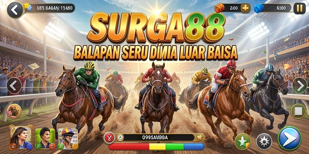 Tampilan gameplay balap yang menegangkan di SURGA88.