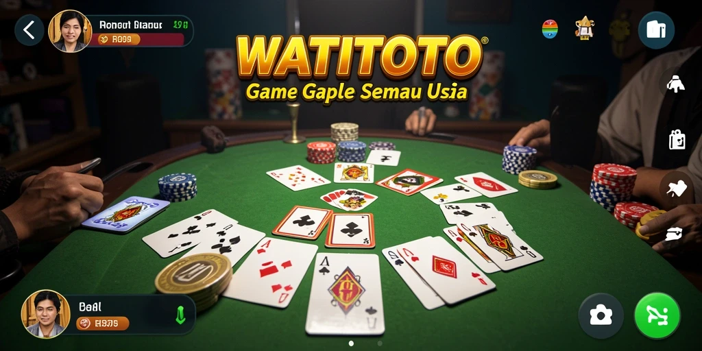 Tampilan gameplay seru WATITOTO dengan suasana Gaple yang khas.