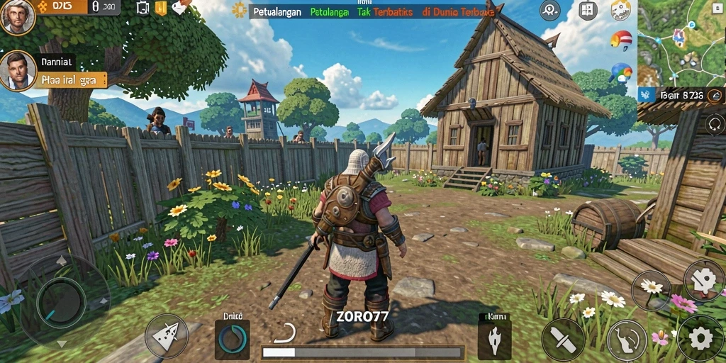 Tampilan gameplay ZORO77 yang menakjubkan di dunia terbuka.